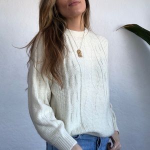 Vintage Mixed Knit Cream Sweater